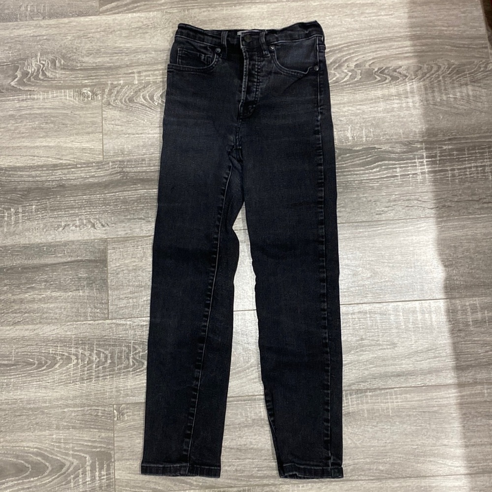 Everlane 25 ankle high rise with buttons black jeans